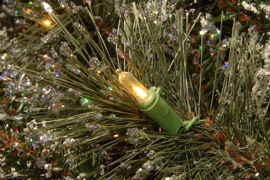 9' x 10" Pre-lit Glittery Bristle® Pine Artificial Christmas Garland with White Tipped Cones and 50 Clear Lights
